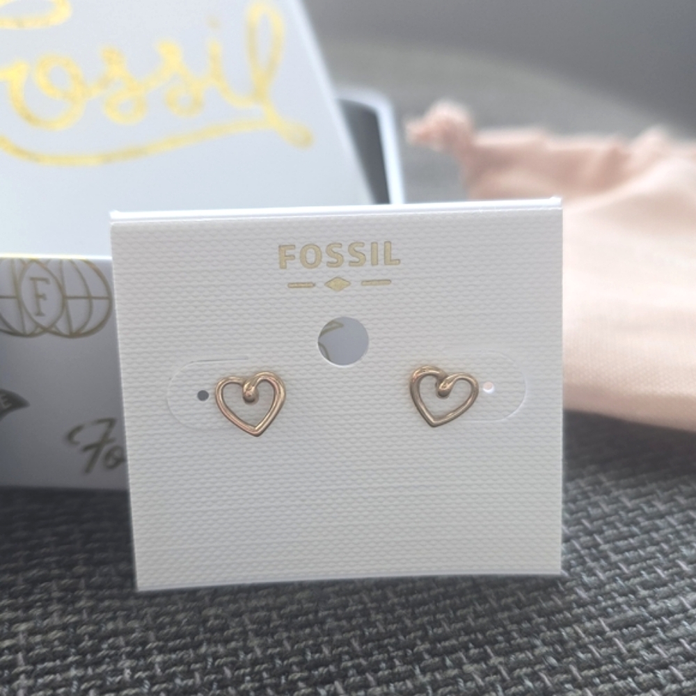 Fossil Gold Heart Earrings